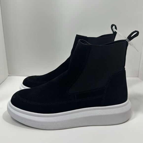 Nurture Anna High Top Sneakers Suede Slip On Booties Black Platform Comfort - Picture 4 of 13